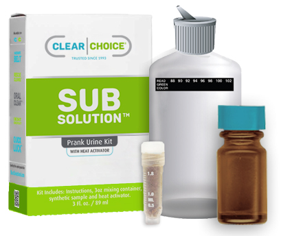 sub solution synthetic urine with heat activator, vial and plastic flask